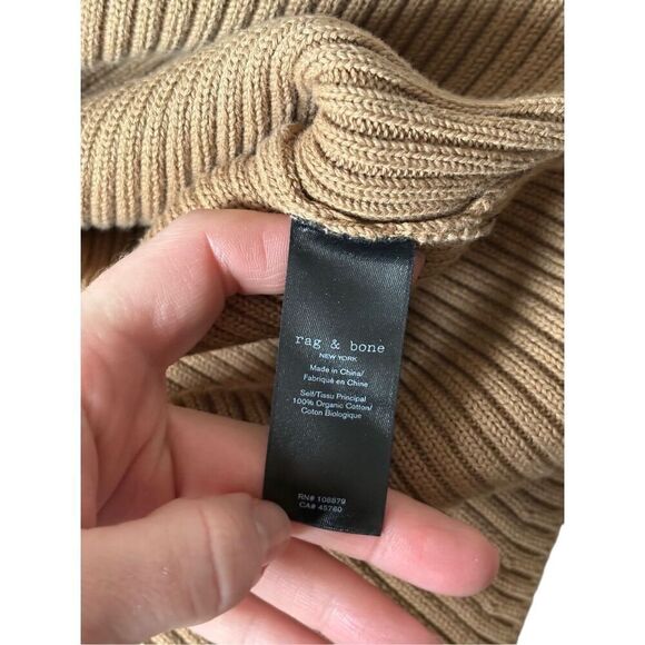 Rag & Bone Ingrid Turtleneck WHIPSTITCH  Sweater size M Tan Organic Cotton - Picture 9 of 11